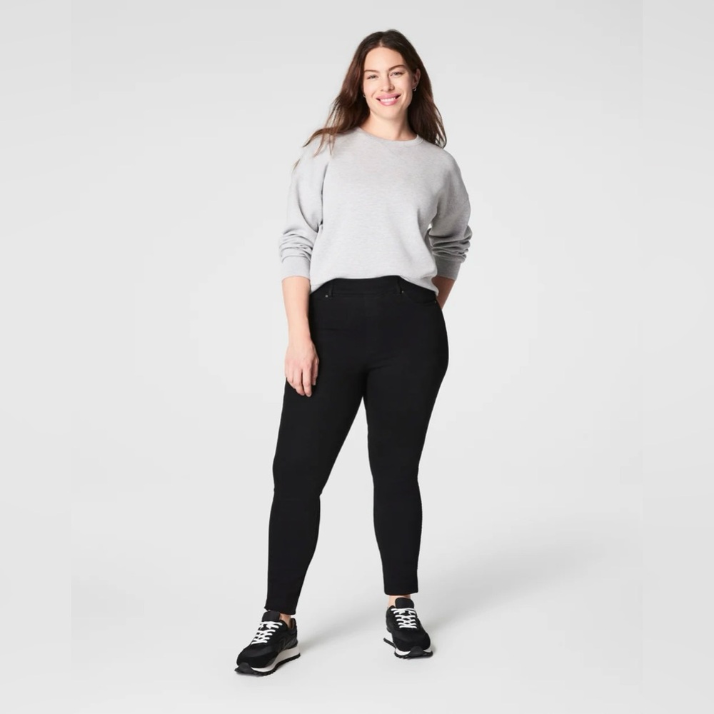 SPANX Ankle Skinny Jeans Black XL #20278R High-Rise Pull-On 26” Shaping Denim